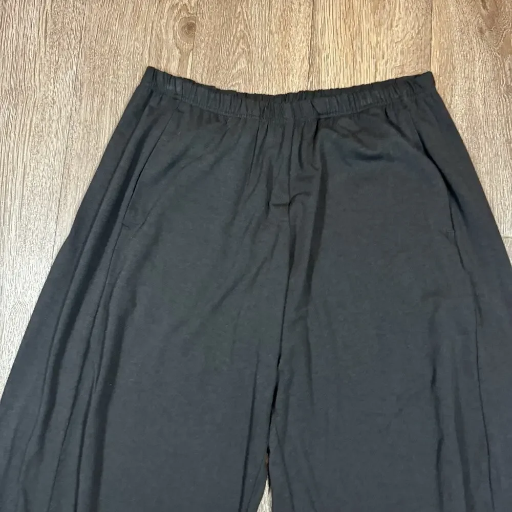 Lisa Bayne Black Bamboo Cotton Blend Cropped Harem Pants Medium Made in USA - Picture 2 of 13